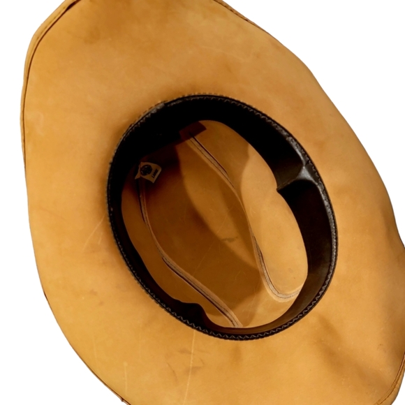 Cowboy Hat Suede With Pheasant Feathers Womens Large - Picture 9 of 11